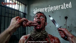 Bloody Torture Victim Screaming