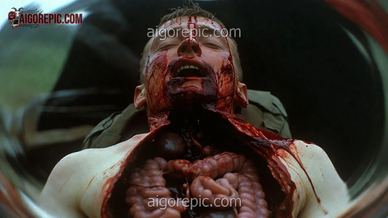 Gory Chest Wound Scene - AI Generated Horror
