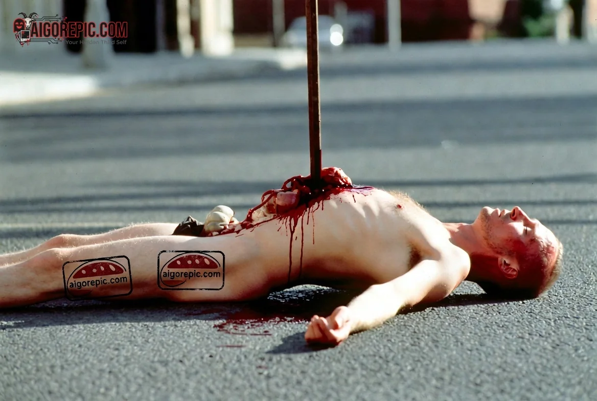 Impaled Body on Street - AI Generated Horror