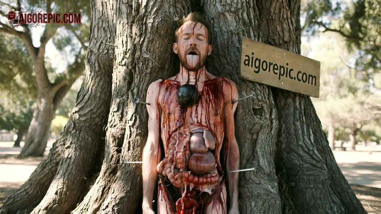 Impaled Man on Tree - AI Generated Horror