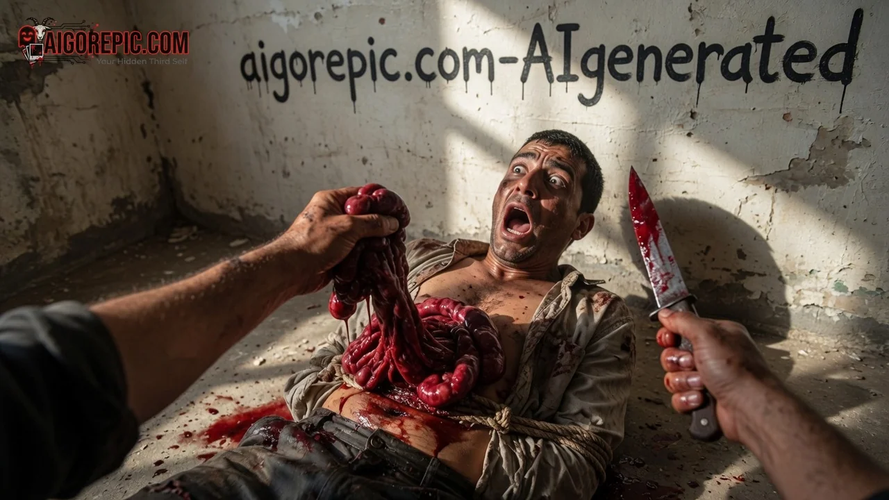 Man Gutted Alive Horror Scene - AI Generated Horror