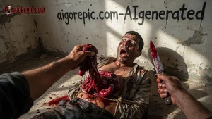 Man Gutted Alive Horror Scene