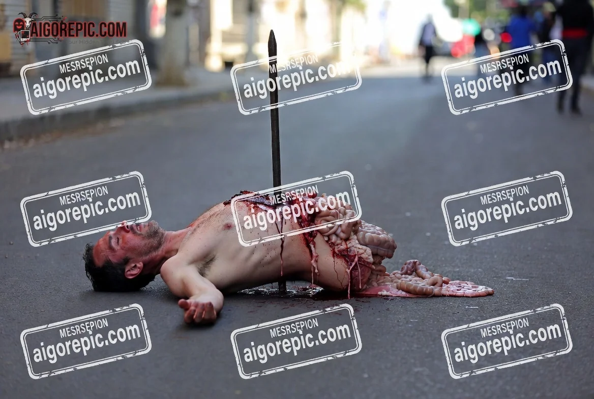 Man Impaled on Street - AI Generated Horror