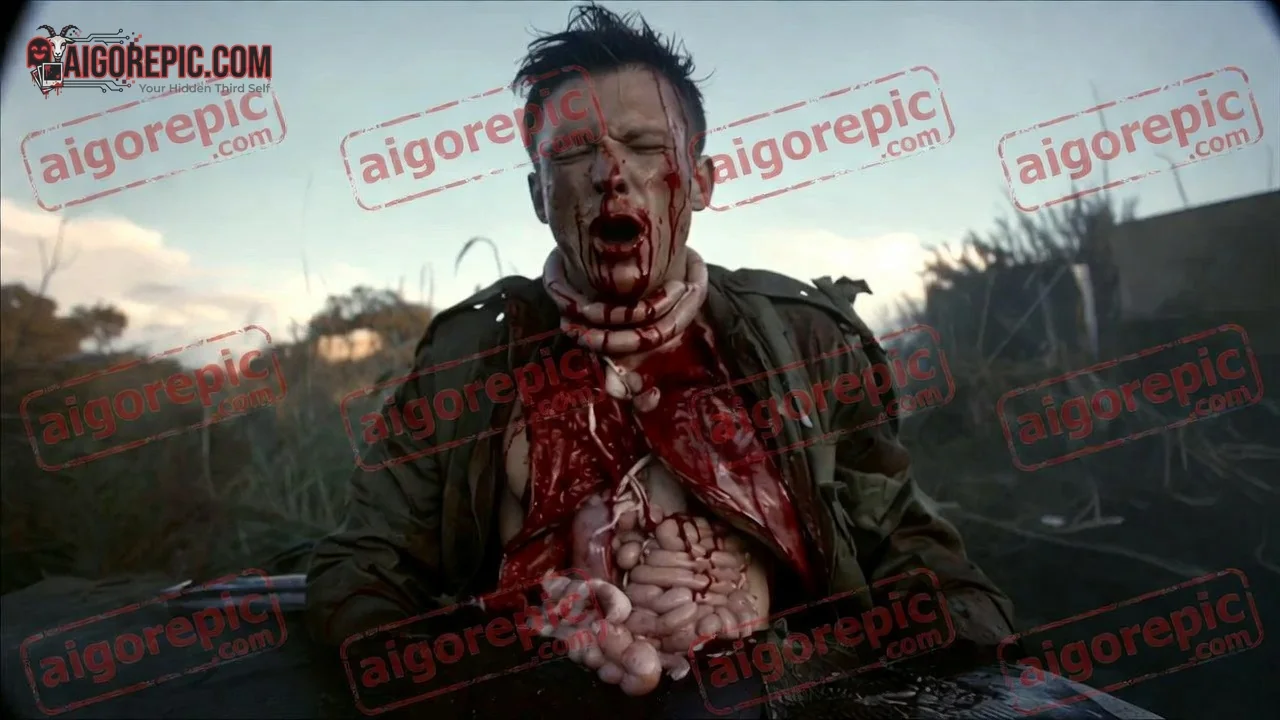 Man with Bloody Wounds - AI Generated Horror