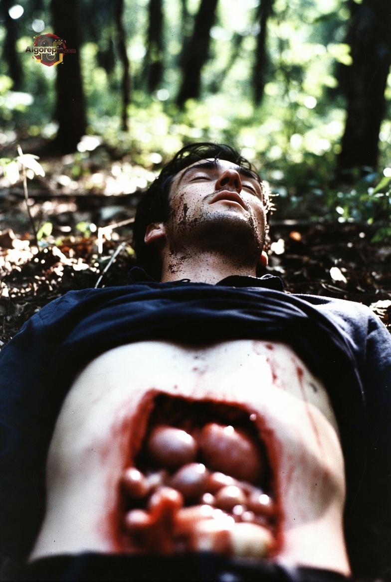 Man with Exposed Intestines - AI Generated Horror