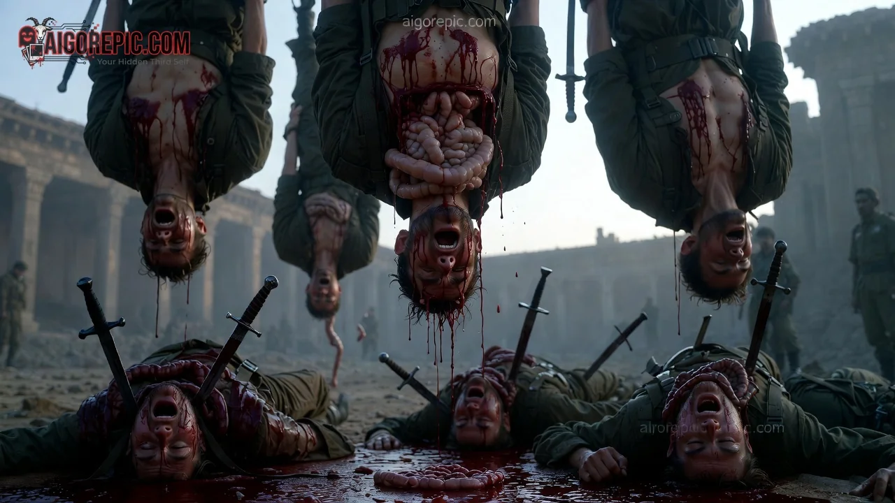 Soldiers Hanged in Ruins - AI Generated Horror