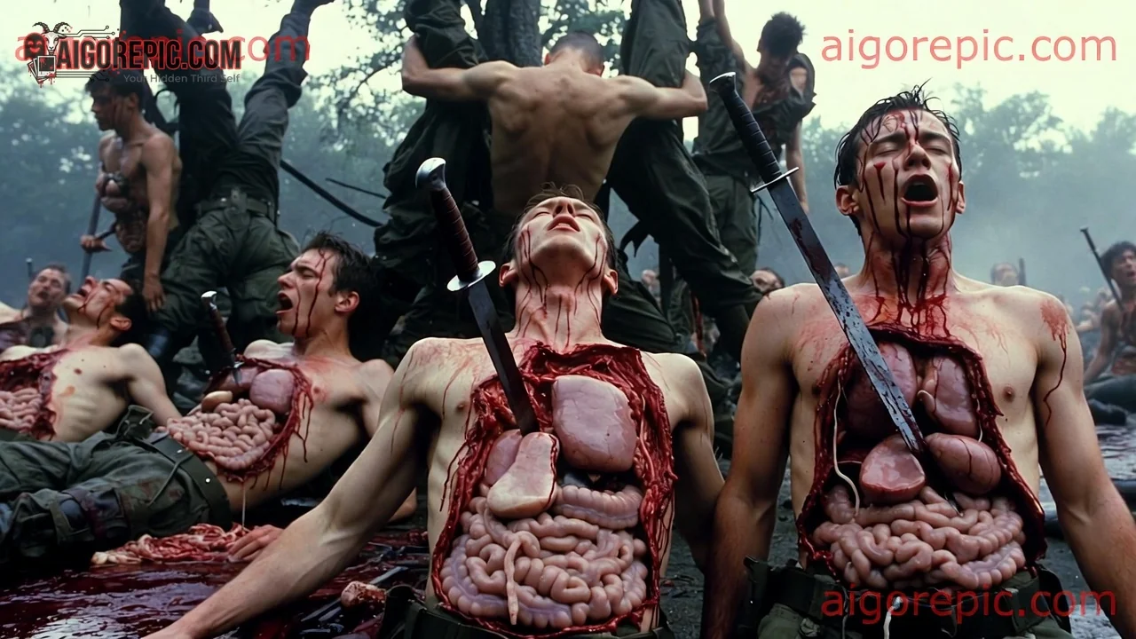 Soldiers with Exposed Organs - AI Generated Horror