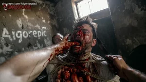 Tortured Man With Exposed Intestines