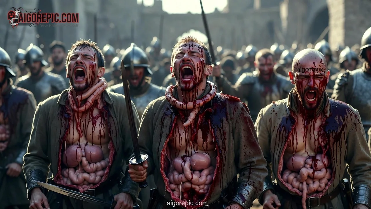 Warriors with Exposed Guts - AI Generated Horror