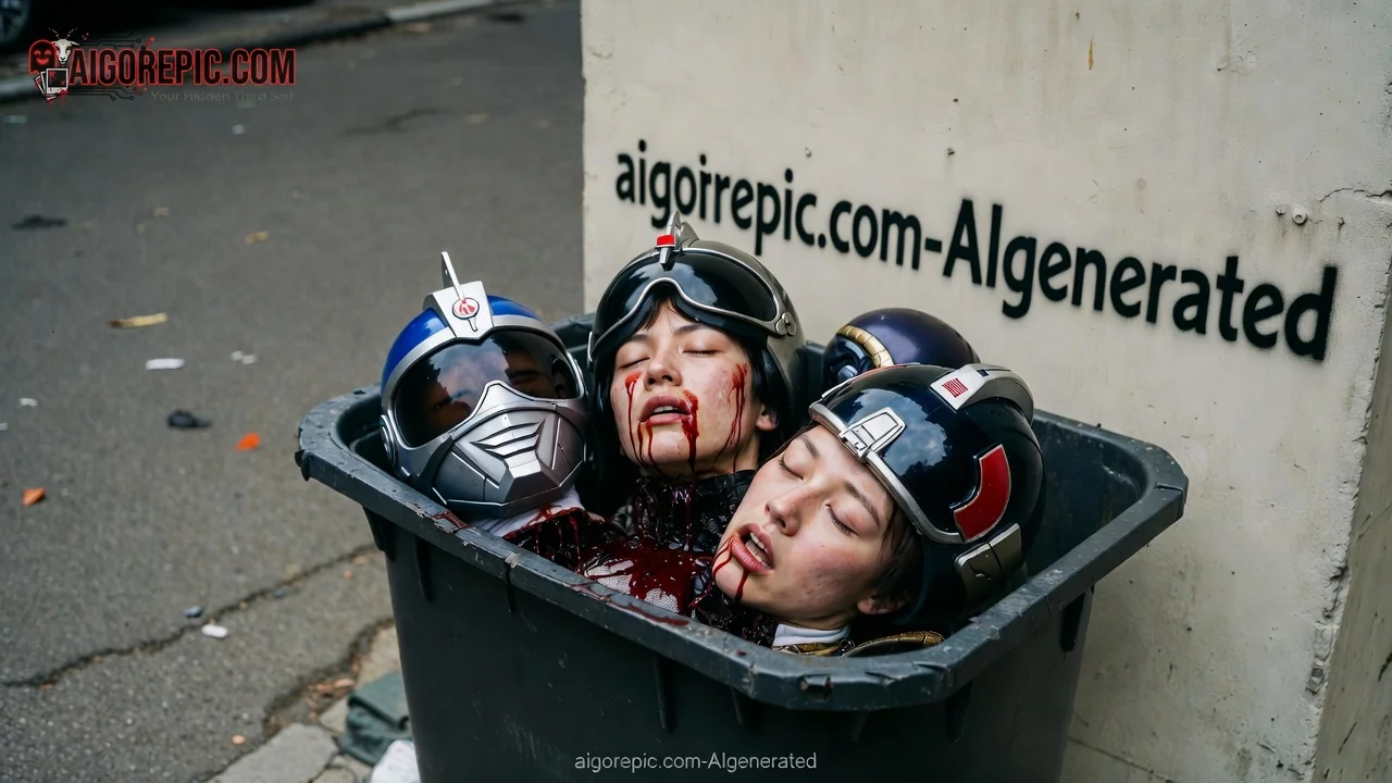 Bloody Power Rangers in Bin - AI Generated Horror