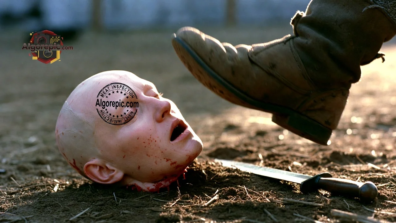 Boot Stomping Severed Head - AI Generated Horror