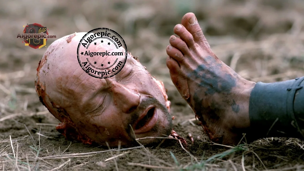 Decapitated Body in Field - AI Generated Horror