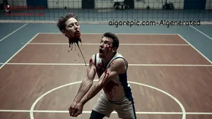 Decapitated Head Held in Gym