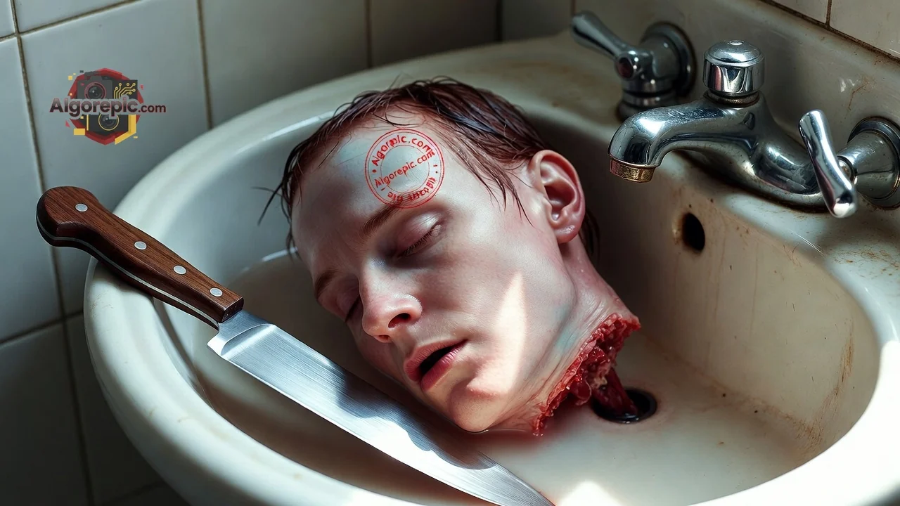 Decapitated Head in Sink - AI Generated Horror