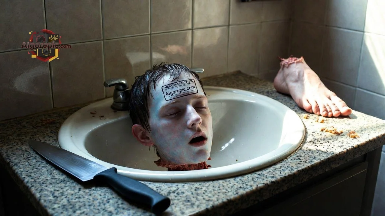 Decapitated Head in Sink - AI Generated Horror