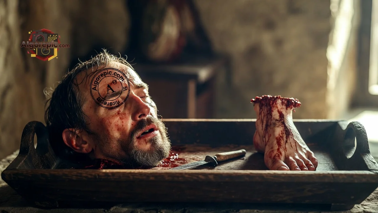 Decapitated Head on Tray - AI Generated Horror