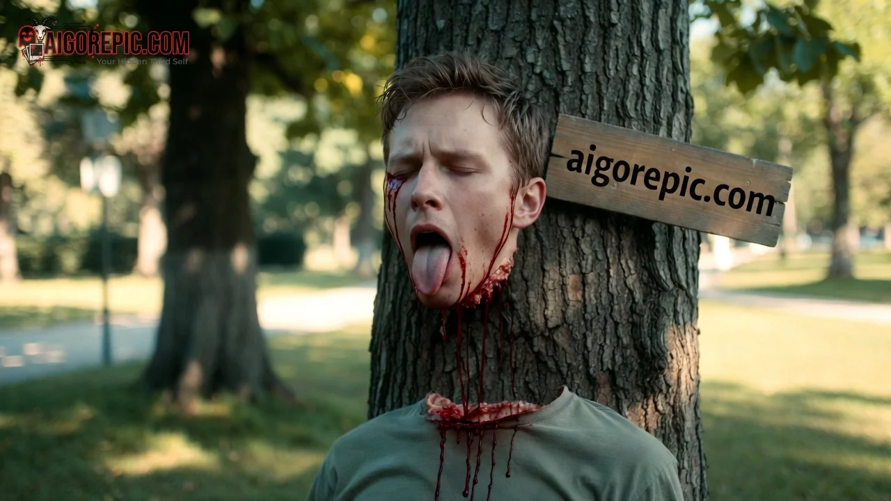 Decapitated Man on Tree - AI Generated Horror