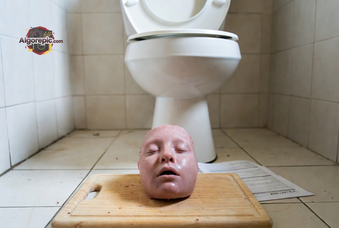 Head on Cutting Board - AI Generated Horror