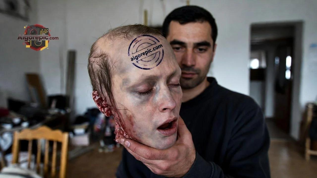 Man Holding Severed Head - AI Generated Horror