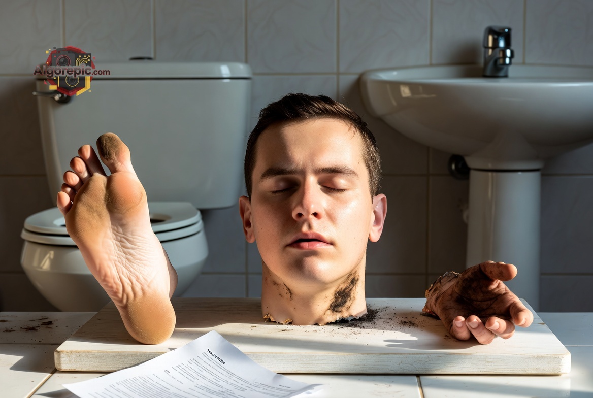 Man in Bathtub with Dirt - AI Generated Horror