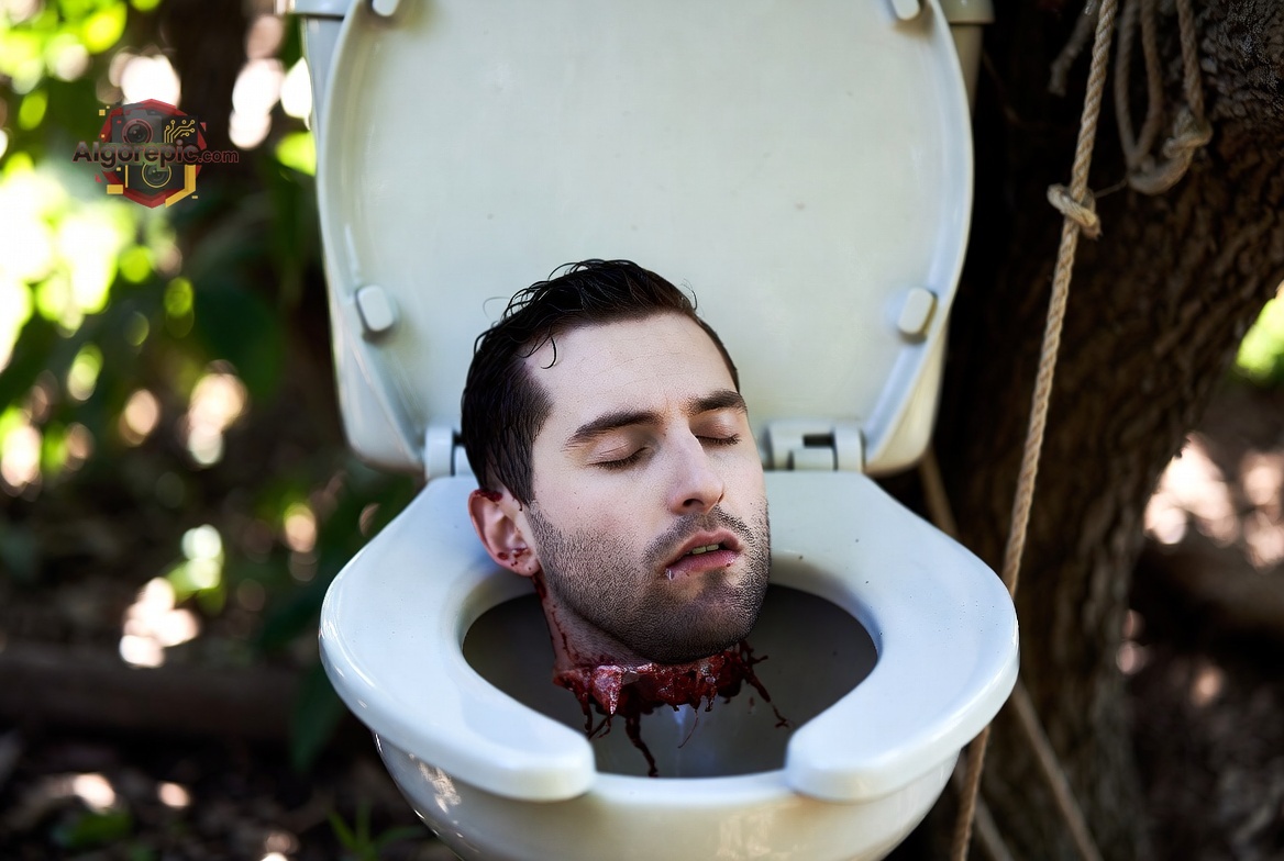 Man in Toilet Horror Scene - AI Generated Horror