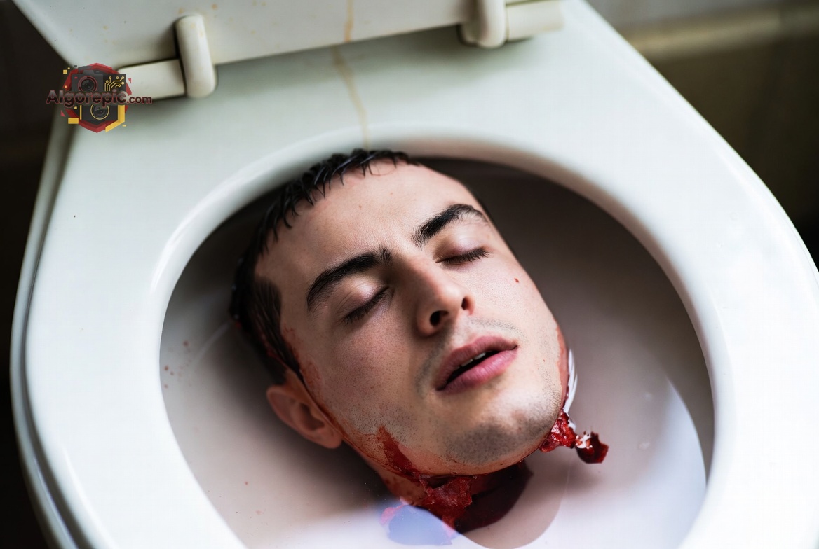 Man in Toilet with Blood - AI Generated Horror