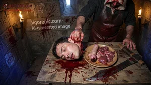 Medieval Butcher Decapitation Scene