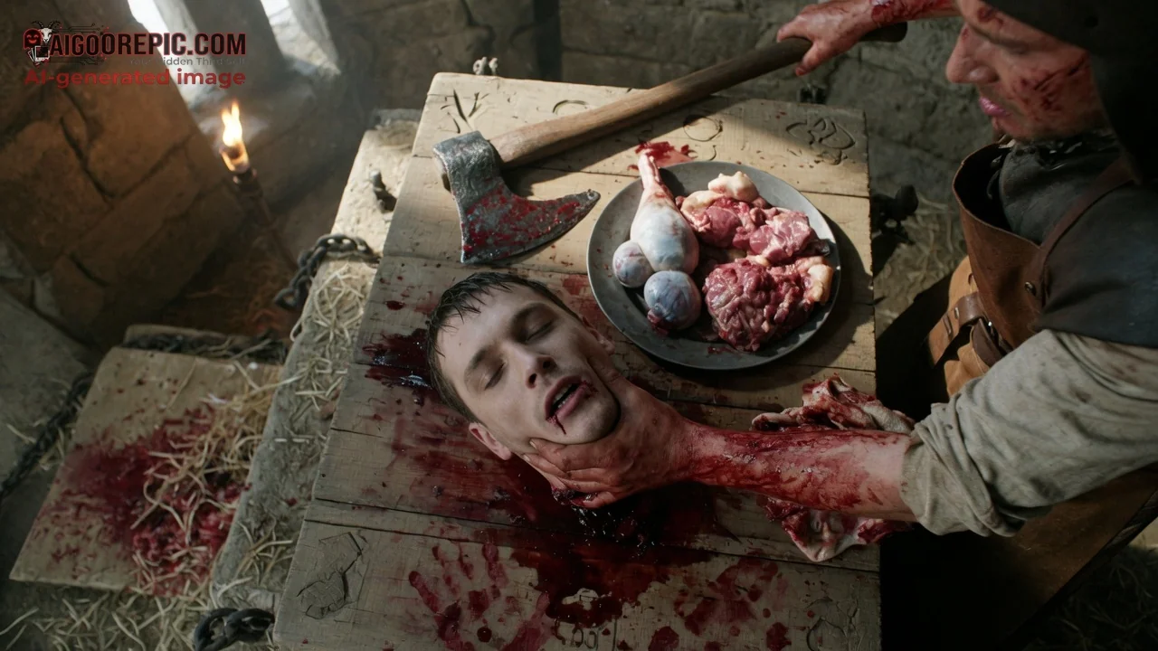 Medieval Butcher Severing Head - AI Generated Horror