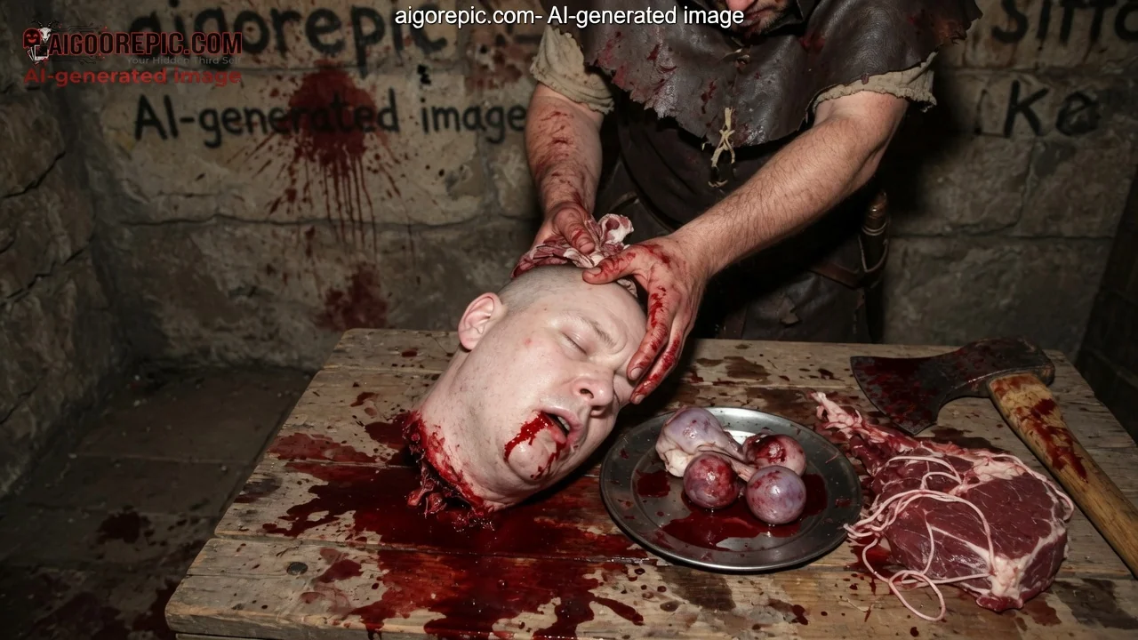 Medieval Butcher Severing Head - AI Generated Horror