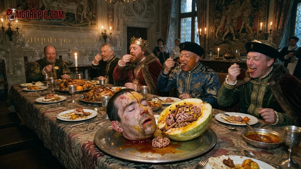 Medieval Feast with Severed Head - AI Generated Horror