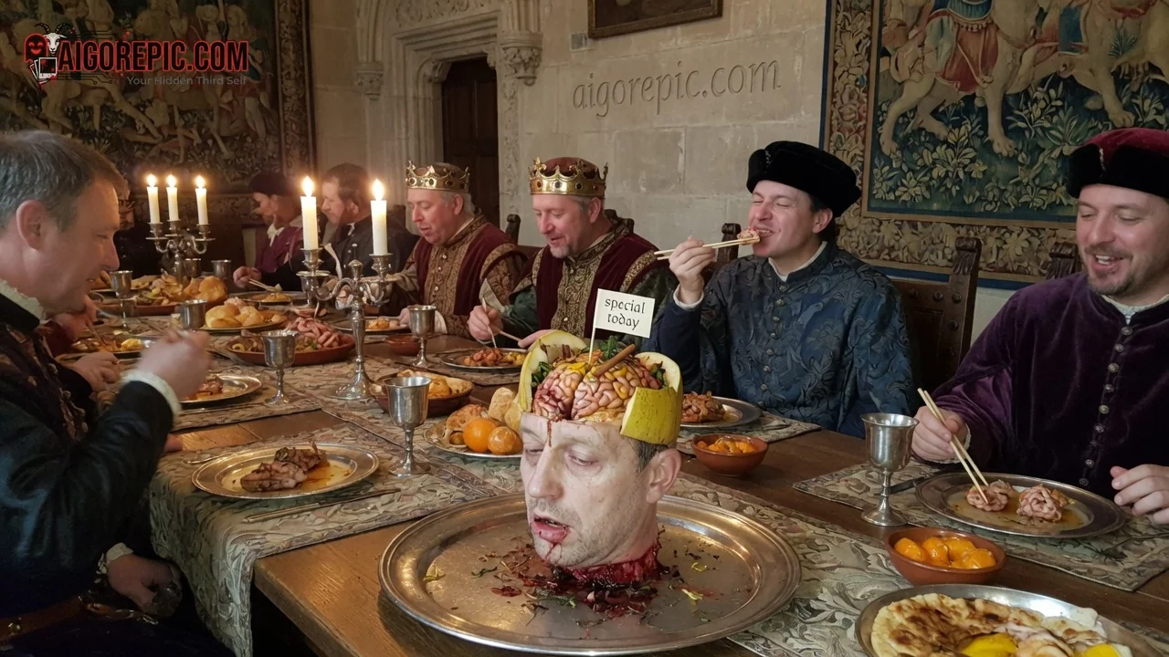 Medieval Feast with Severed Head - AI Generated Horror