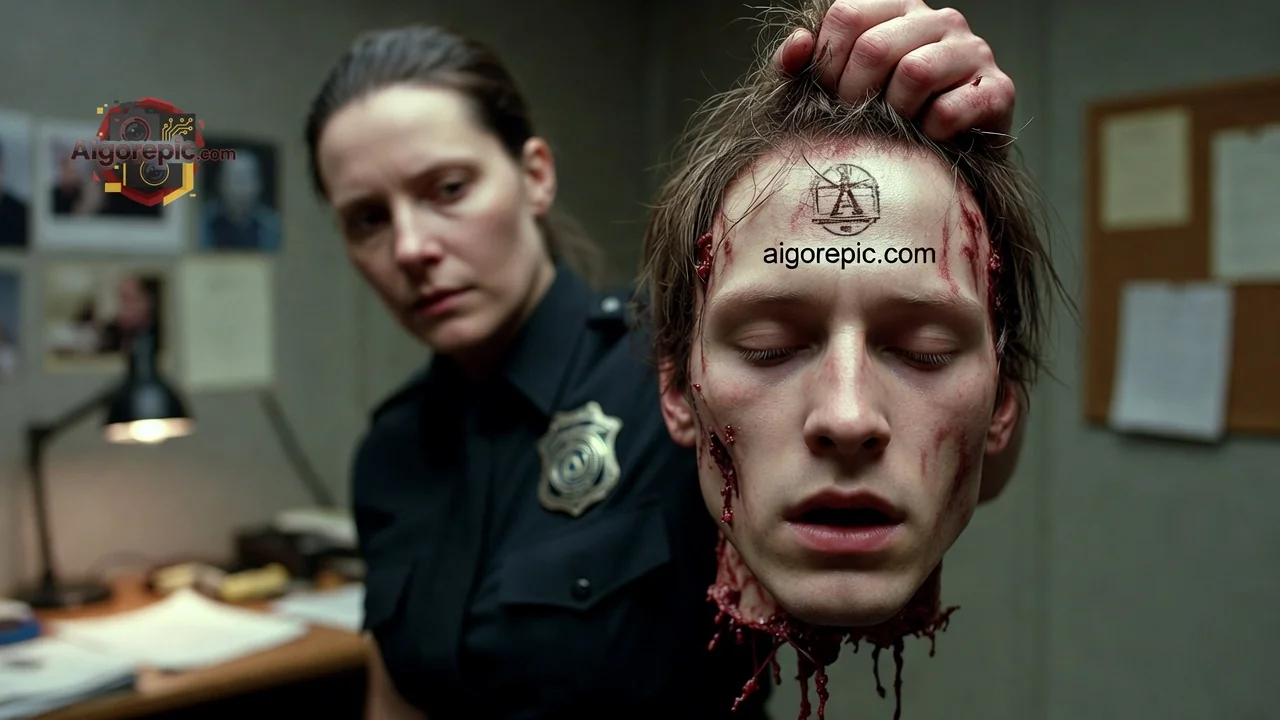 Police Officer with Severed Head - AI Generated Horror