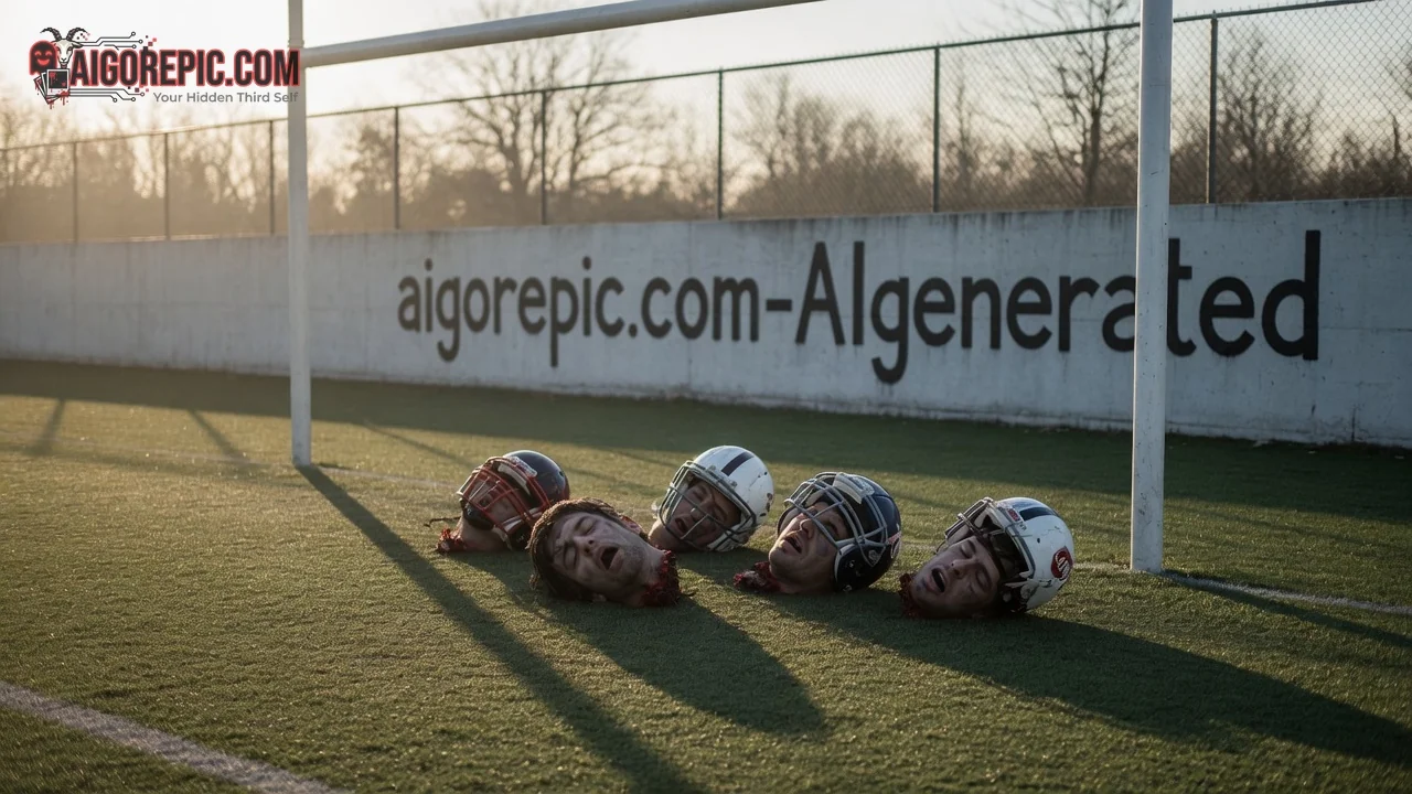 Severed Football Player Heads - AI Generated Horror