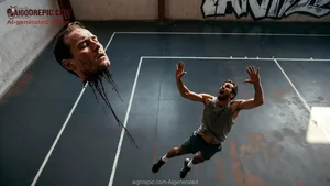 Severed Head and Leaping Man