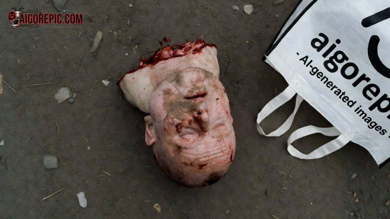 Severed Head Beside AI Bag - AI Generated Horror
