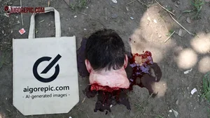 Severed Head by Canvas Bag