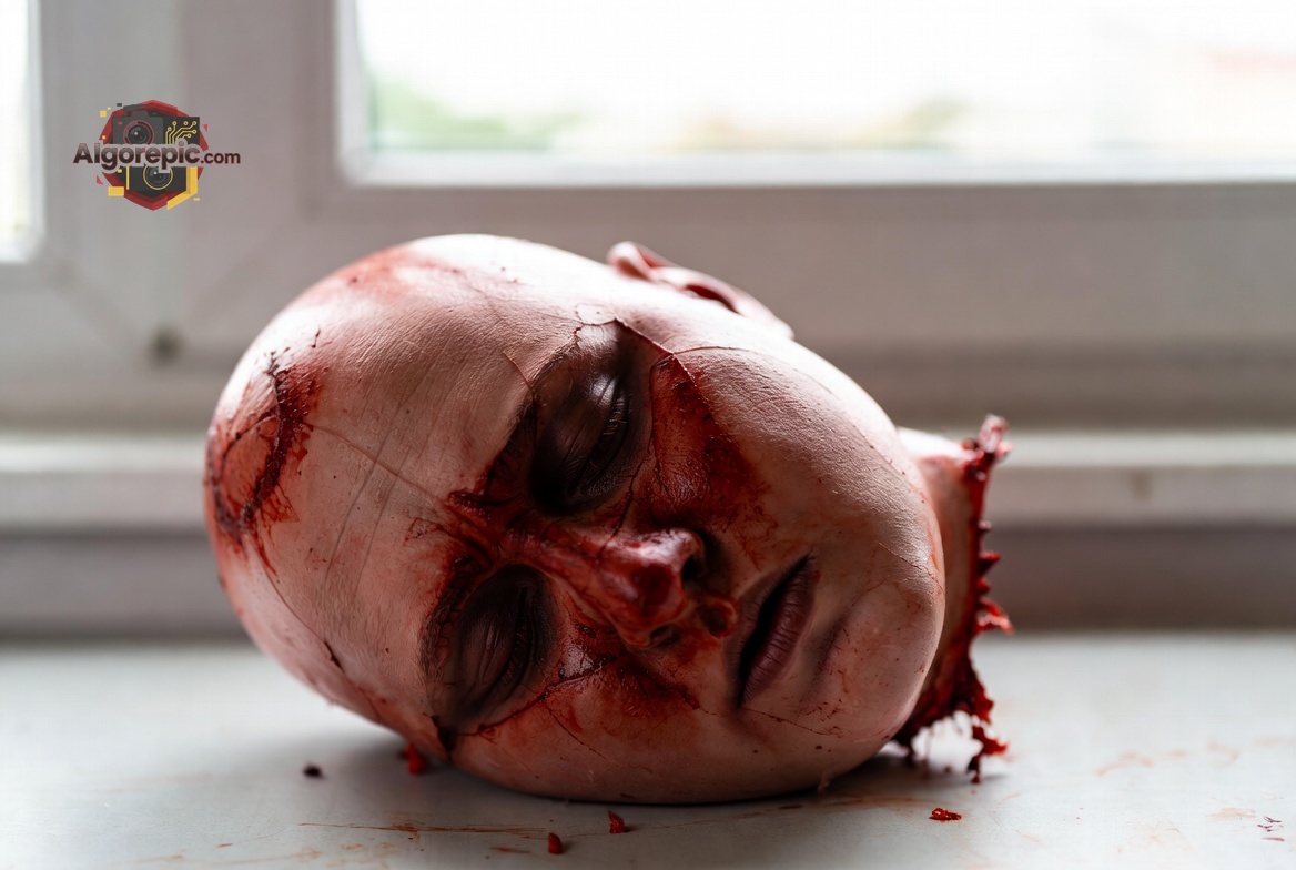 Severed Head by Window - AI Generated Horror