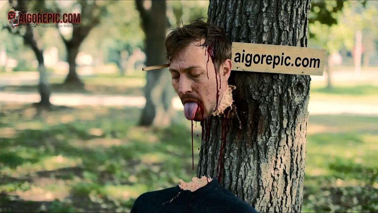 Severed Head Impaled on Tree - AI Generated Horror