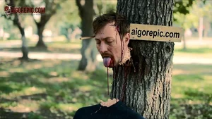 Severed Head Impaled on Tree