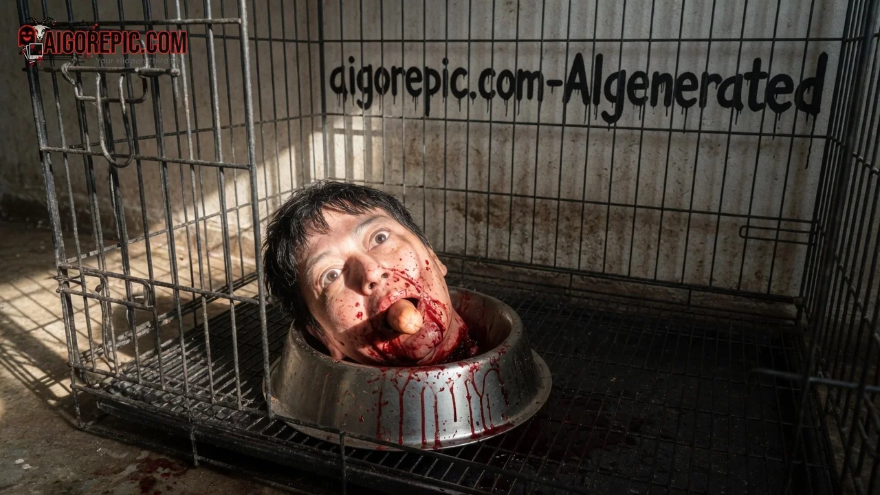 Severed Head in Bloody Cage - AI Generated Horror