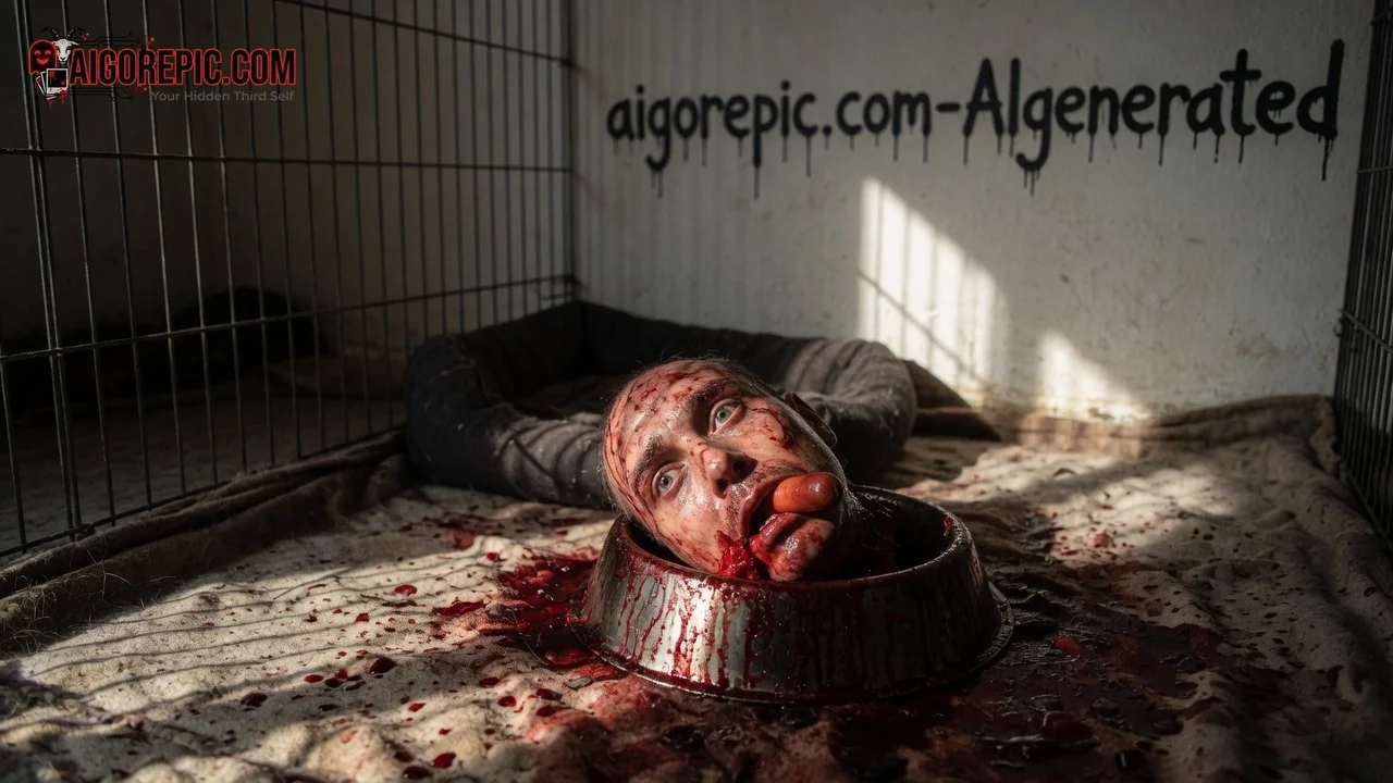 Severed Head in Bloody Cage - AI Generated Horror