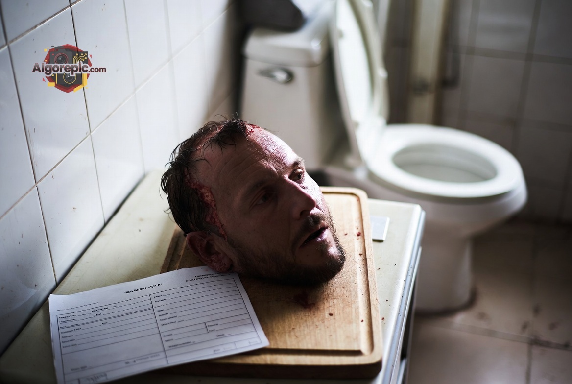 Severed Head on Cutting Board - AI Generated Horror