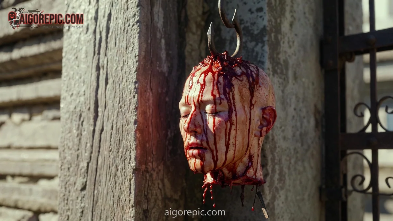Severed Head on Hook - AI Generated Horror