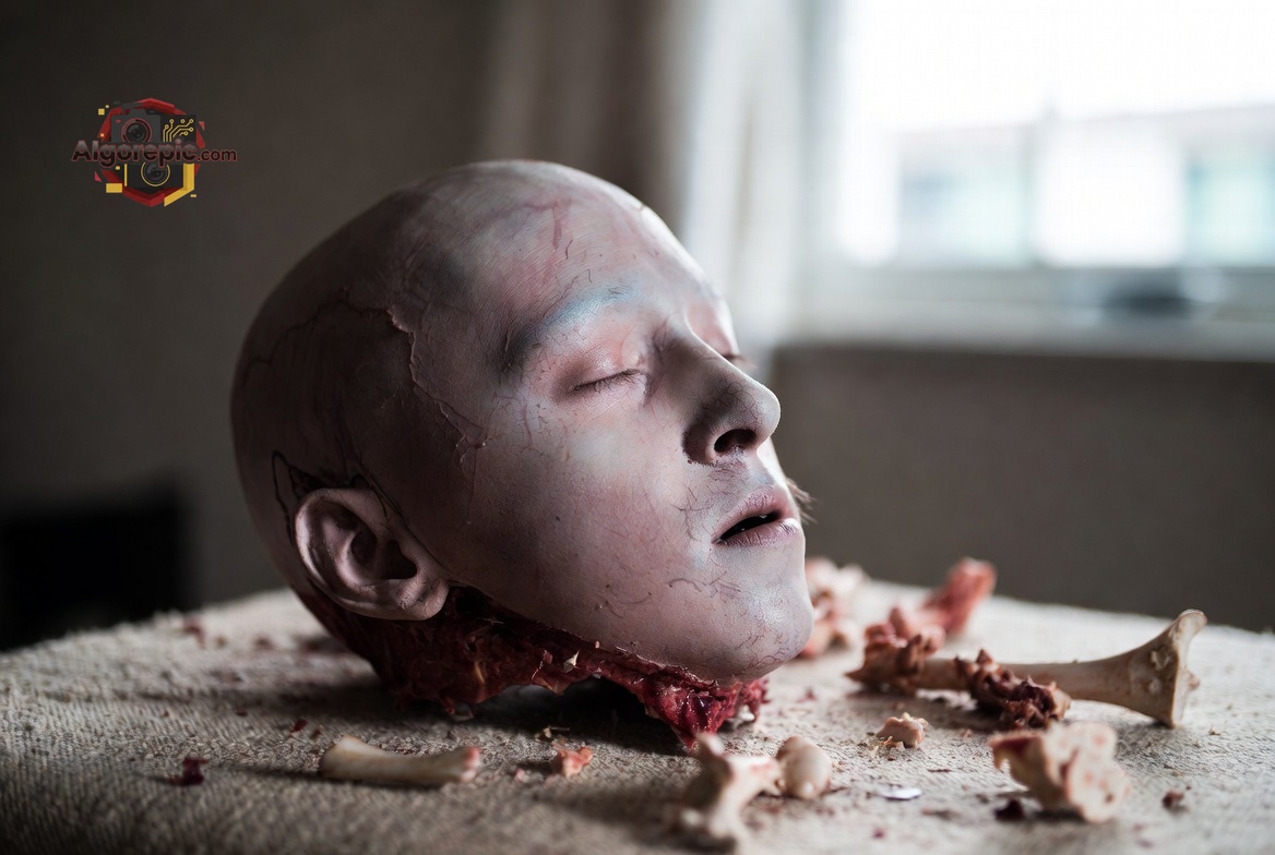 Severed Head on Table - AI Generated Horror