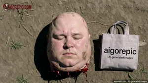 Severed Head with Canvas Bag