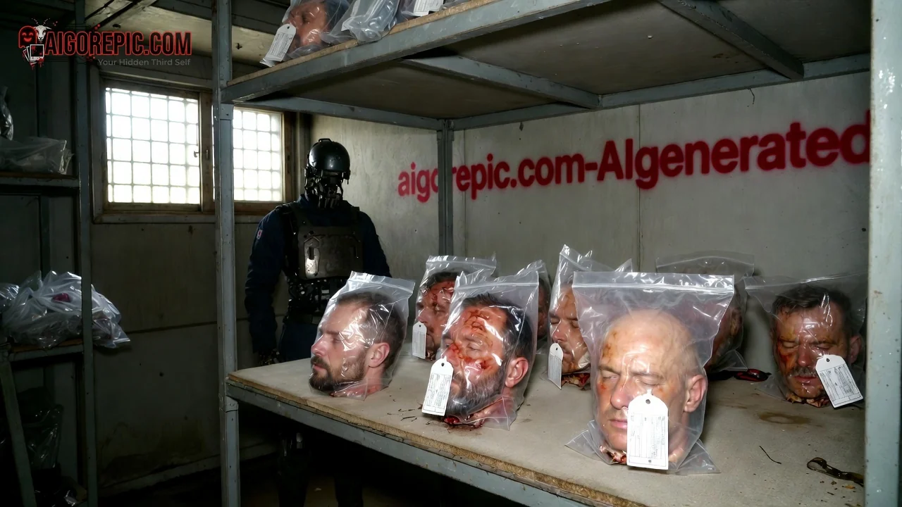 Severed Heads in Evidence Room - AI Generated Horror