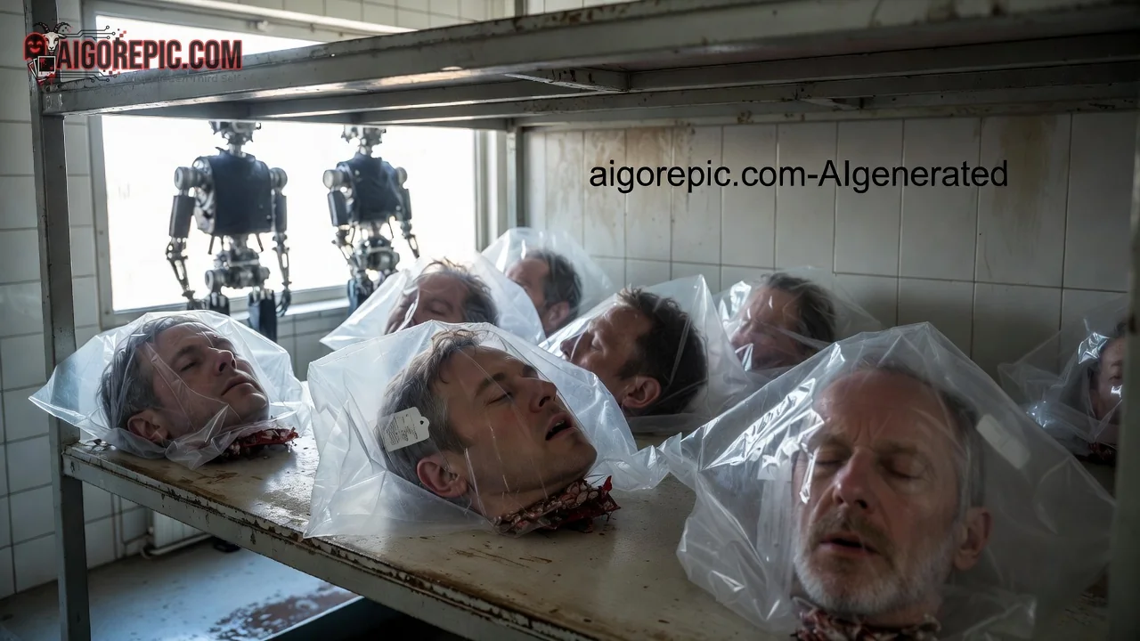 Severed Heads in Morgue - AI Generated Horror