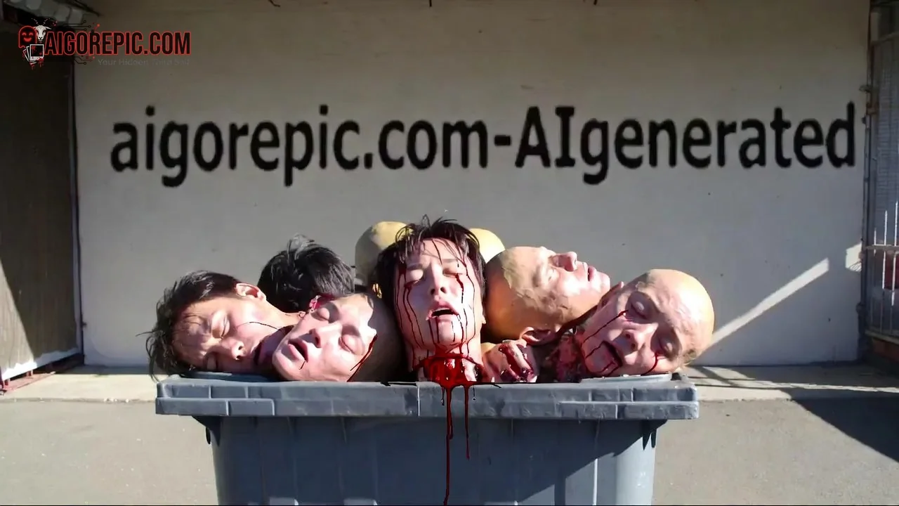Severed Heads in Plastic Bin - AI Generated Horror