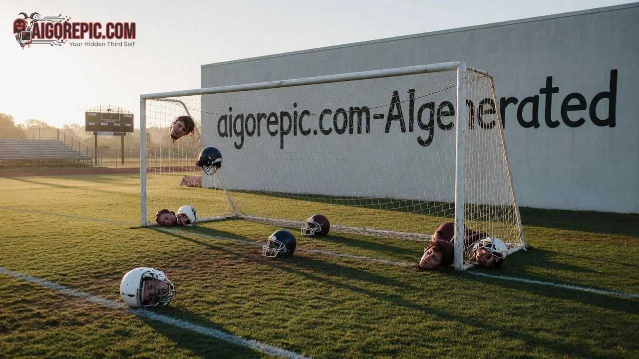 Severed Heads on Football Field - AI Generated Horror
