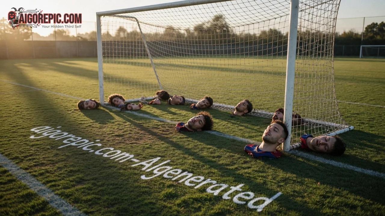 Severed Heads on Soccer Goal - AI Generated Horror